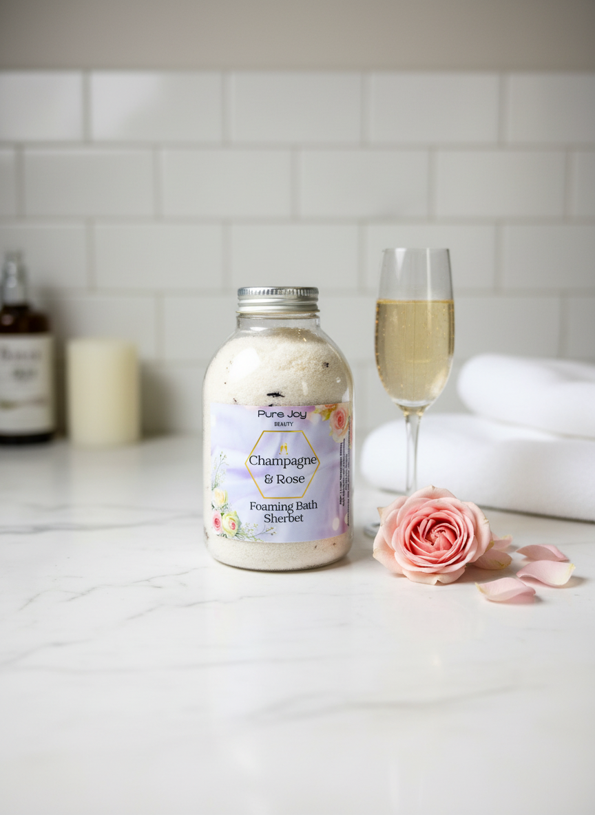 Pure Joy Champagne & Roses Foaming Bath Sherbet