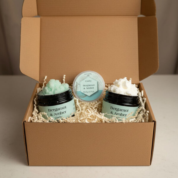 Bergamot & Amber Gift Box Set of Scrub & Butter