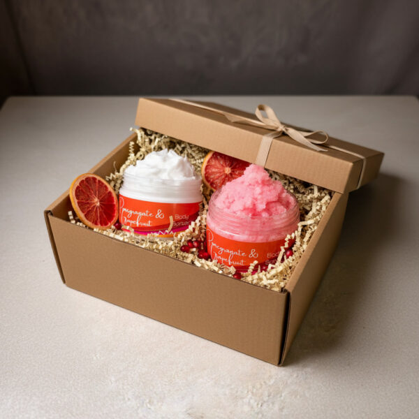 Pomegranate & Grapefruit Gift Box Set of Scrub & Butter