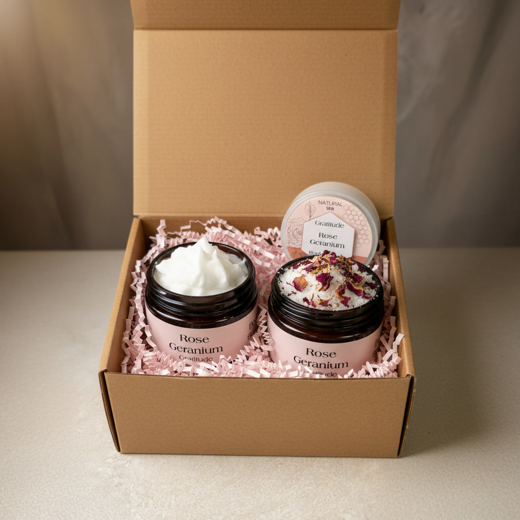 Rose Geranium Gift Box Set of Scrub & Butter