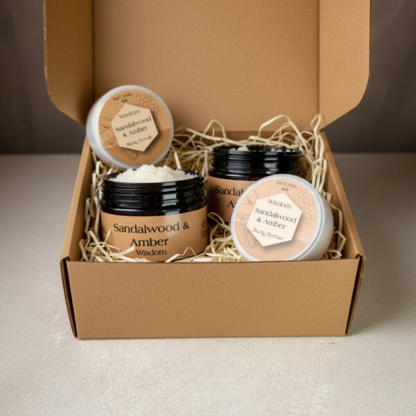 Sandalwood & Amber Gift Box Set of Scrub & Butter